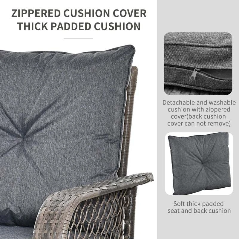 Outsunny 4-Seater Rattan Garden Furniture Set - Grey - 860-102V70CG - Image 5