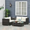Outsunny 4-Seater Rattan Garden Furniture Set - Table/Storage - Brown - 860-104V70BN
