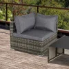 Outsunny Rattan Garden Corner Sofa Chair - Deep Grey - 860-137CG