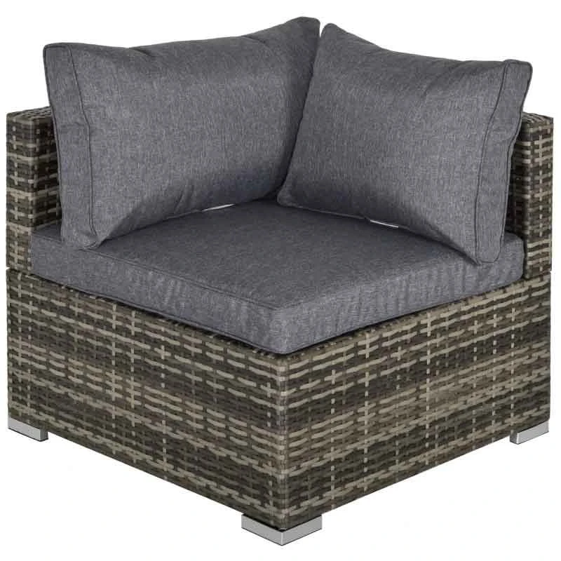 Outsunny Rattan Garden Corner Sofa Chair - Deep Grey - 860-137CG - Image 3