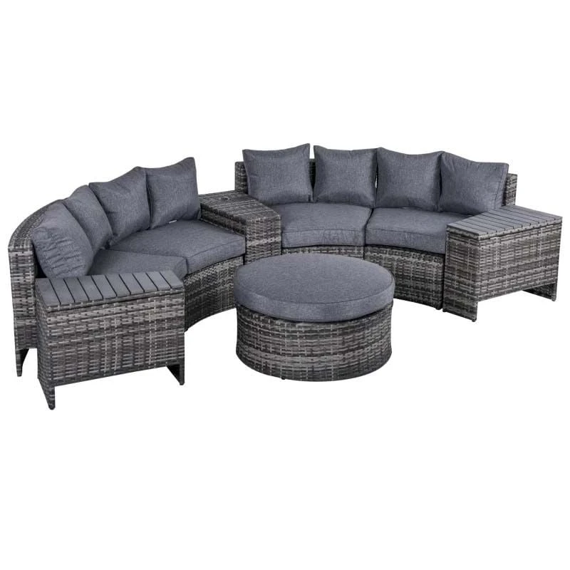 Outsunny 8-Seater Rattan Garden Furniture Set - Grey - 860-144V70CG - Image 2