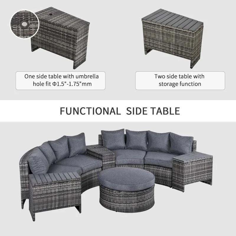 Outsunny 8-Seater Rattan Garden Furniture Set - Grey - 860-144V70CG - Image 4