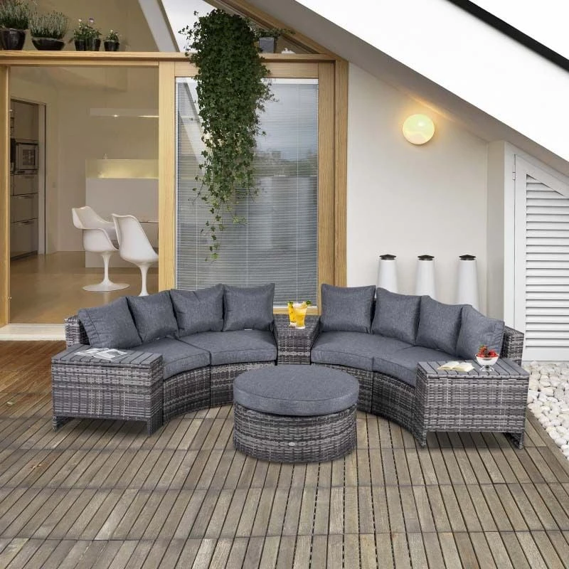 Outsunny 8-Seater Rattan Garden Furniture Set - Grey - 860-144V70CG