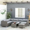 Outsunny 8-Seater Rattan Garden Furniture Set - Grey - 860-146V70