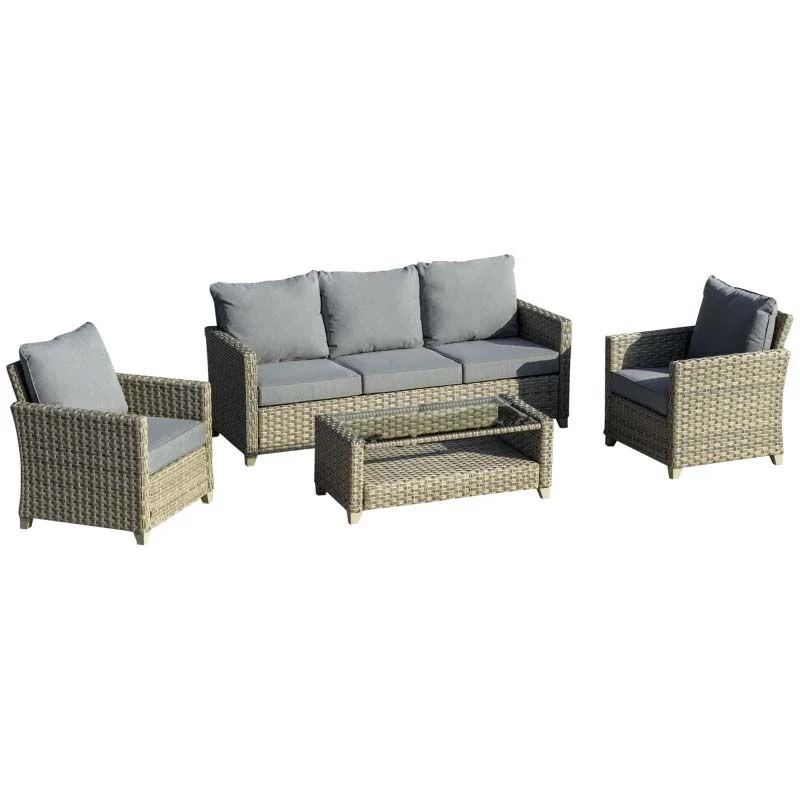 Outsunny 5-Seater Rattan Garden Furniture Set - Brown/Grey - 860-178V70 - Image 2