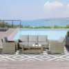 Outsunny 5-Seater Rattan Garden Furniture Set - Brown/Grey - 860-178V70