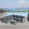 Outsunny 5-Seater Rattan Garden Furniture Set - Grey - 860-181