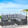 Outsunny 5-Seater Rattan Garden Furniture Set - Grey - 860-183