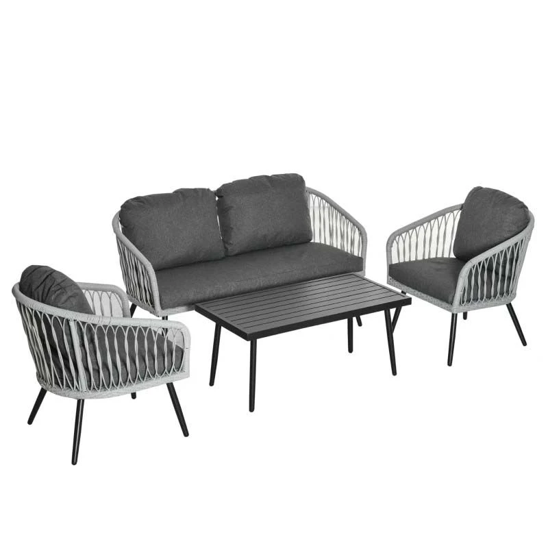 Outsunny 5-Seater Rattan Garden Furniture Set - Grey - 860-223V70 - Image 2
