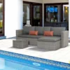 Outsunny 3-Seater Rattan Garden Furniture Set - Grey - 860-228V70