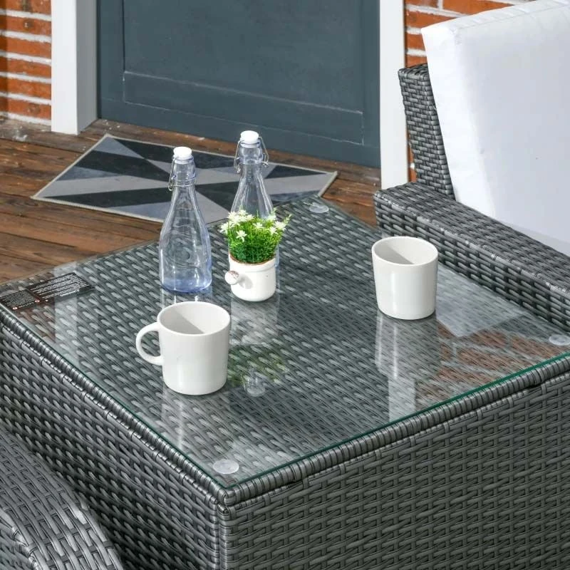 Outsunny 7-Seater Rattan Garden Furniture Set - Grey - 860-251V70GY - Image 8