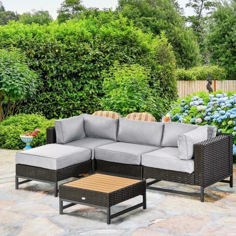 Outsunny 3-Seater Rattan Garden Furniture Set - Brown/Grey - 860-278V70BN - Image 10
