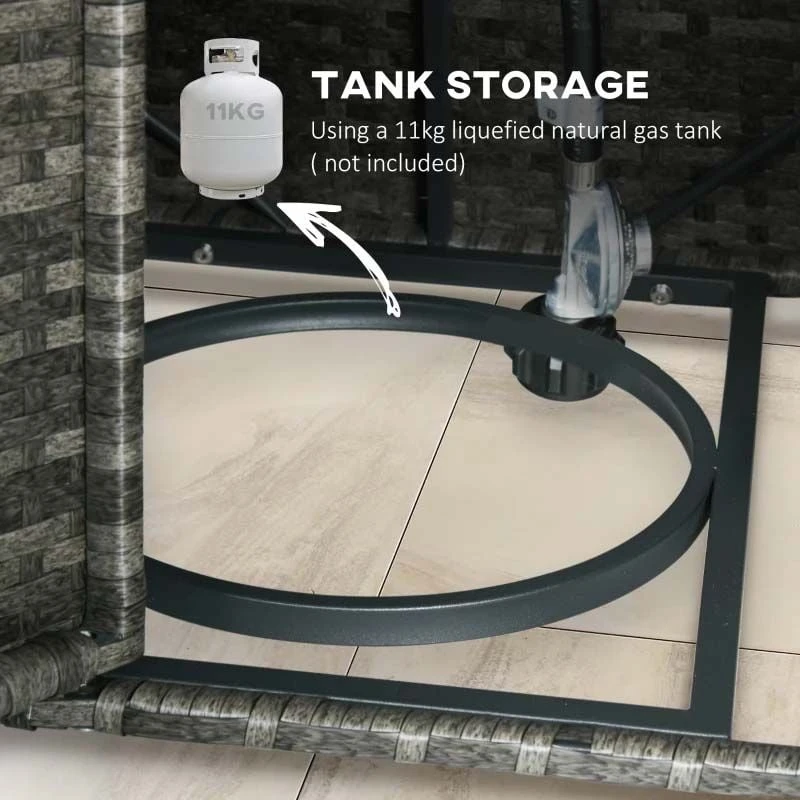 Outsunny 6-Seater Rattan Fire Pit Garden Furniture Set - Grey - 860-291V71GG - Image 5