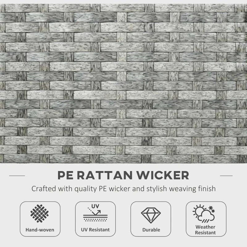 Outsunny 6-Seater Rattan Fire Pit Garden Furniture Set - Grey - 860-291V71GG - Image 7