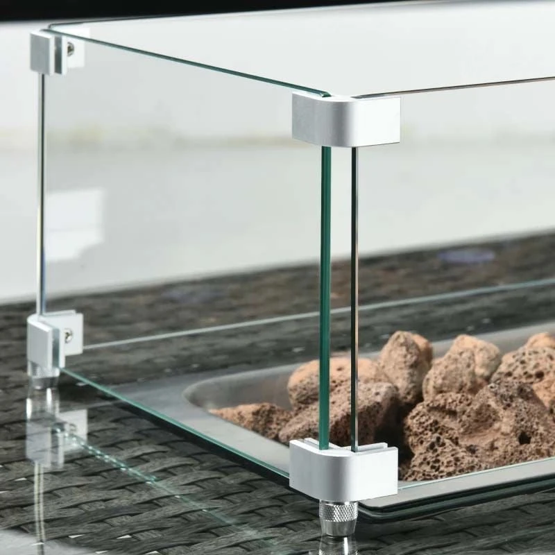 Outsunny 6-Seater Rattan Fire Pit Garden Furniture Set - Grey - 860-291V71GG - Image 8