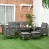 Outsunny 5-Seater Rattan Garden Furniture Set - Grey - 860-292V00GG