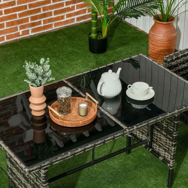 Outsunny 5-Seater Rattan Garden Furniture Set - Grey - 860-292V00GG - Image 7