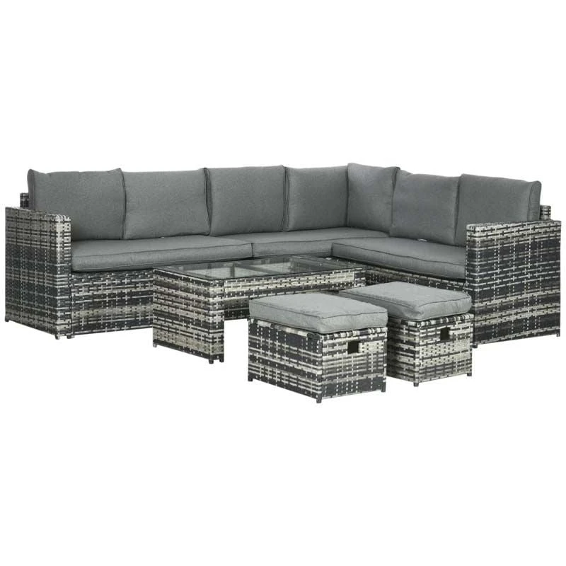 Outsunny 8-Seater Rattan Garden Furniture Set - Grey - 860-293V70GG - Image 2
