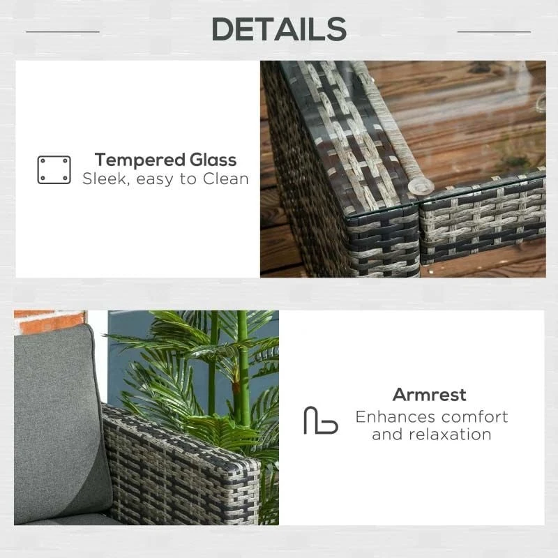 Outsunny 8-Seater Rattan Garden Furniture Set - Grey - 860-293V70GG - Image 6