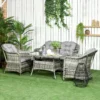 Outsunny 4-Seater Rattan Garden Furniture Set - Grey - 860-297V70GY
