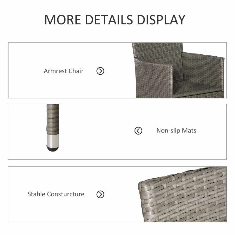 Outsunny Set Of 2 Rattan Armchairs - Grey - 861-004GY - Image 6