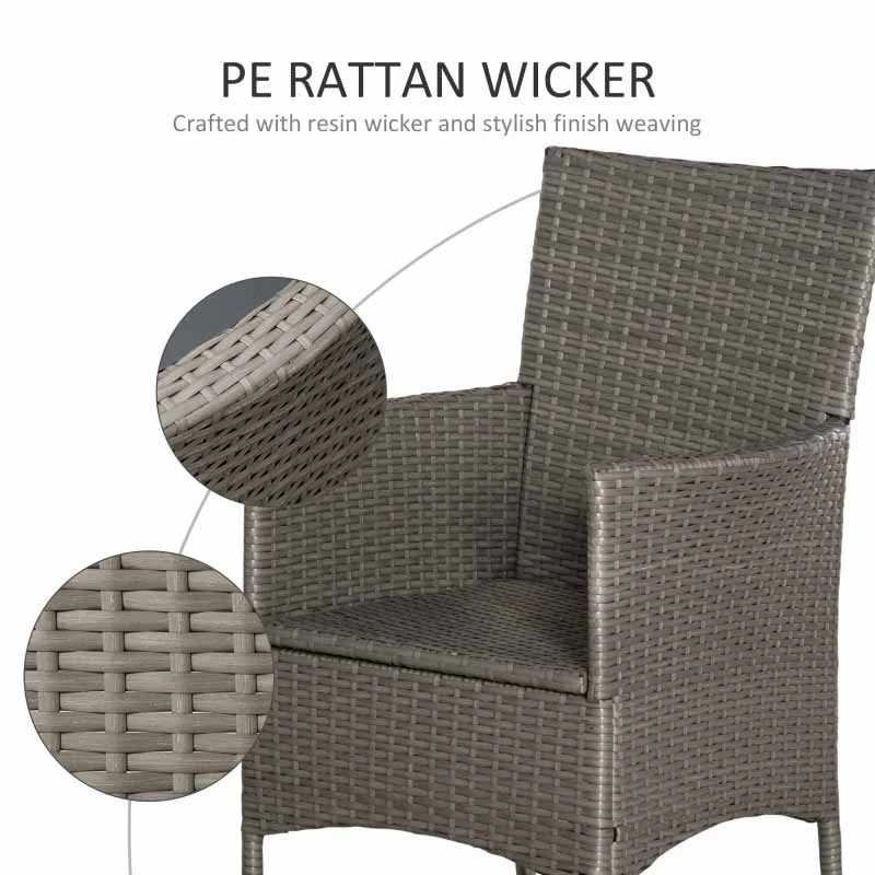 Outsunny Set Of 2 Rattan Armchairs - Grey - 861-004GY - Image 10