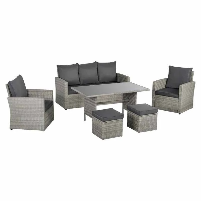 Outsunny 7-Seater Patio PE Rattan Sofa Furniture Set With Cushion - Mixed Grey - 861-040V70GY - Image 3