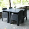 Outsunny 5 Piece PP Rattan Garden Dining Patio Cube Table & Chairs Set - Grey - 861-043