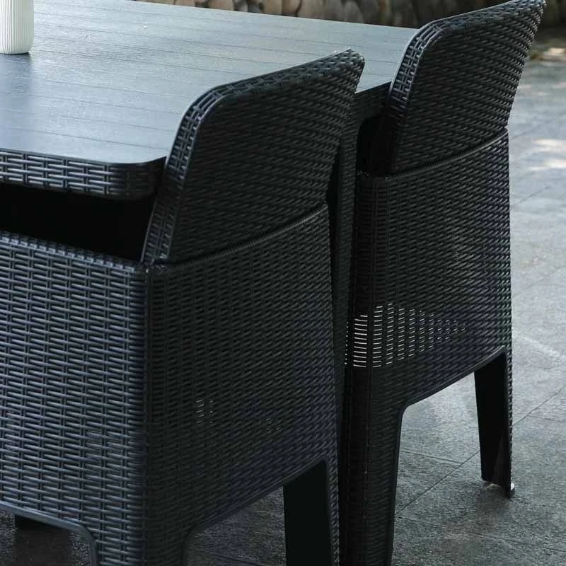 Outsunny 5 Piece PP Rattan Garden Dining Patio Cube Table & Chairs Set - Grey - 861-043 - Image 8