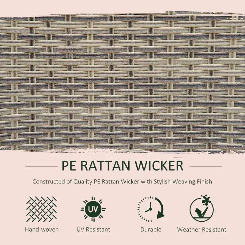 Outsunny 6 Piece Patio Rattan Wicker Table & Chairs Set With Storage Layer - Mixed Grey - 861-052V70 - Image 4