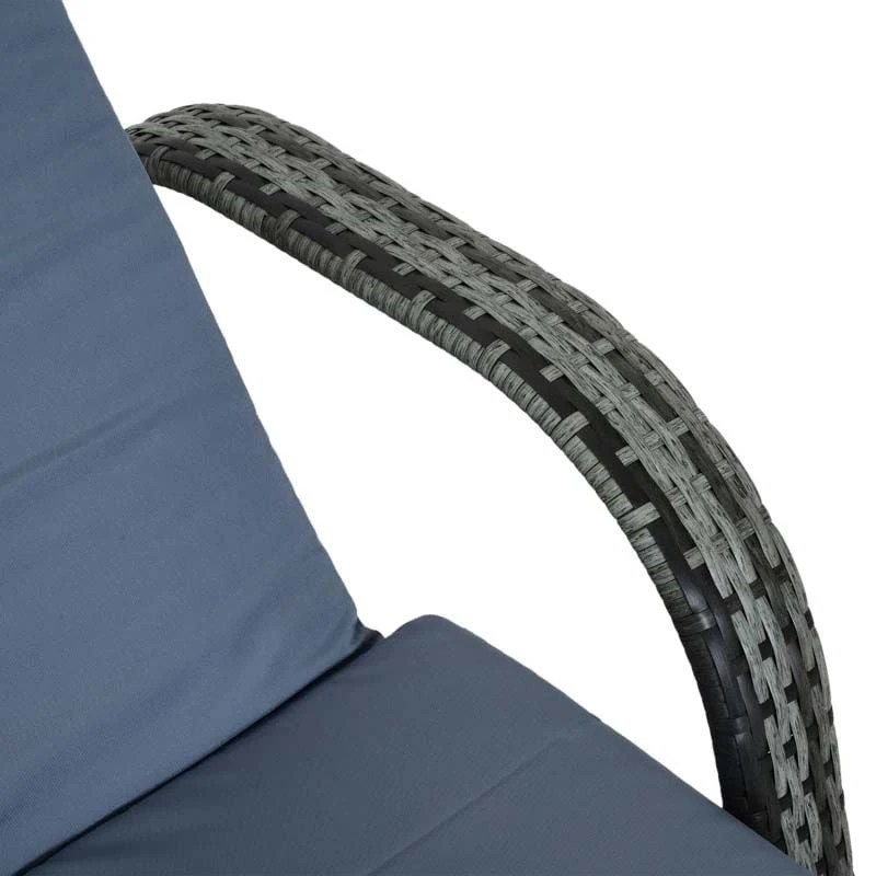 Outsunny Rattan Reclining Sun Lounger - Grey - 862-005V01GY - Image 8