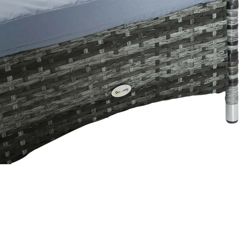 Outsunny Rattan Reclining Sun Lounger - Grey - 862-005V01GY - Image 9