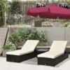 Outsunny 2-Seater Rattan Sun Lounger Set With Table - Brown/White - 862-013