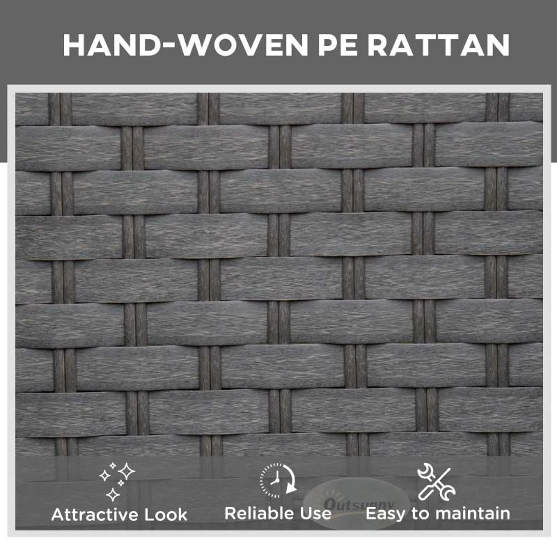 Outsunny 2 Seater Rattan Reclining Sun Lounger Set With Table - Grey - 862-024V01 - Image 4