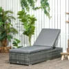 Outsunny Rattan Reclining Sun Lounger - Grey - 862-025V70GG