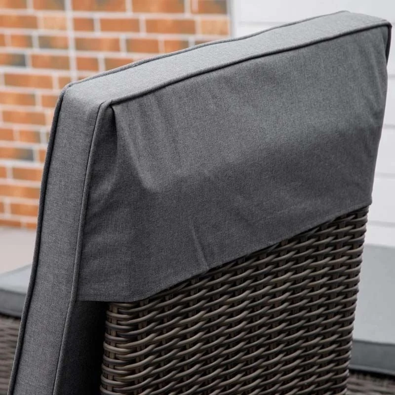 Outsunny 2 Seater Rattan Reclining Sun Lounger Set With Table - Grey - 862-045V70 - Image 7