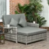 Outsunny 2-Seater Rattan Garden Furniture Set - Grey - 862-057V71GY