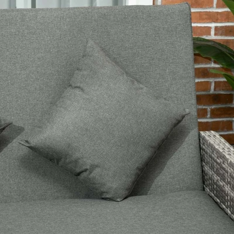 Outsunny 2-Seater Rattan Garden Furniture Set - Grey - 862-057V71GY - Image 9