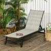 Outsunny Rattan Reclining Sun Lounger - Grey - 862-064V03GG