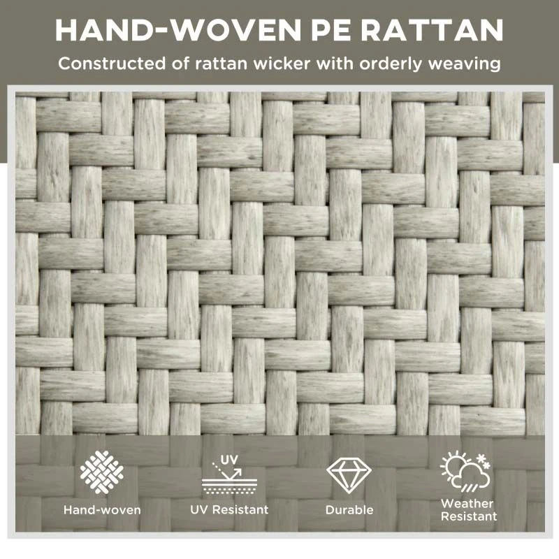 Outsunny Rattan Reclining Sun Lounger - Grey - 862-064V03GG - Image 4