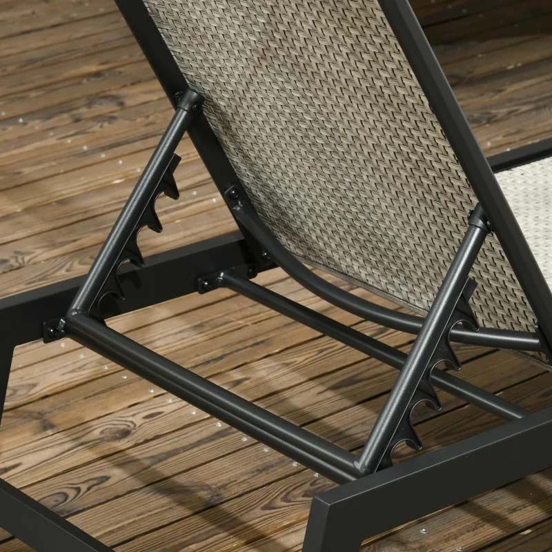 Outsunny Rattan Reclining Sun Lounger - Grey - 862-064V03GG - Image 8