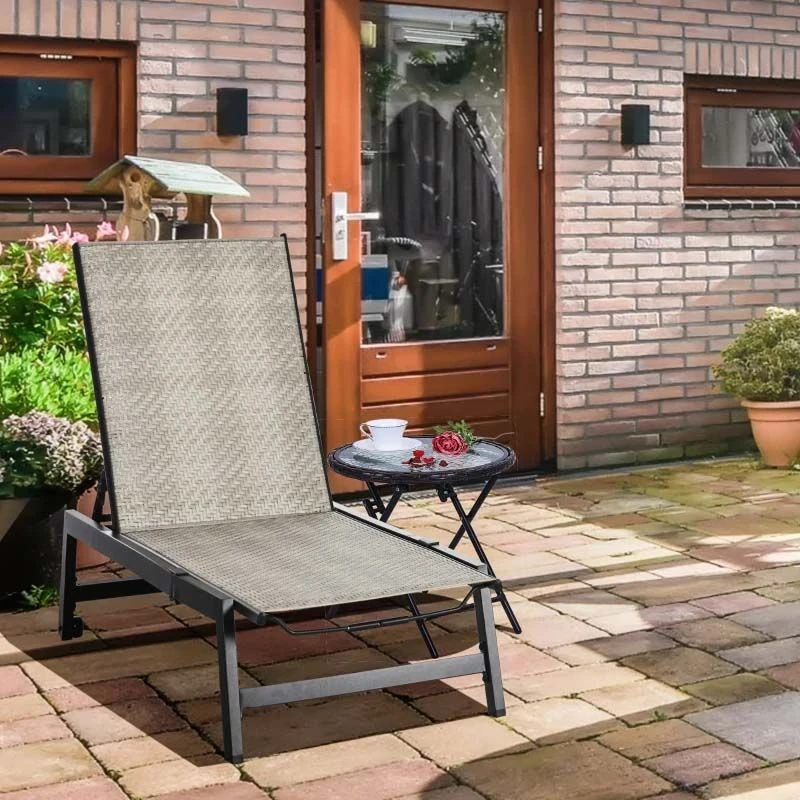 Outsunny Rattan Reclining Sun Lounger - Grey - 862-064V03GG - Image 10
