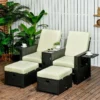 Outsunny 5 Piece Rattan Sun Lounger Set - Black - 862-067V71BK