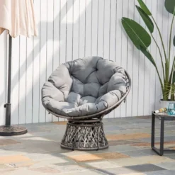 Outsunny 360° Swivel Rattan Chair - Grey - 867-021