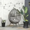 Outsunny Teardrop PE Rattan Egg Chair - Grey - 867-047V70GY