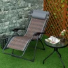 Outsunny Reclining Sun Lounger Chair With Cup Holder - Grey - 867-061V70