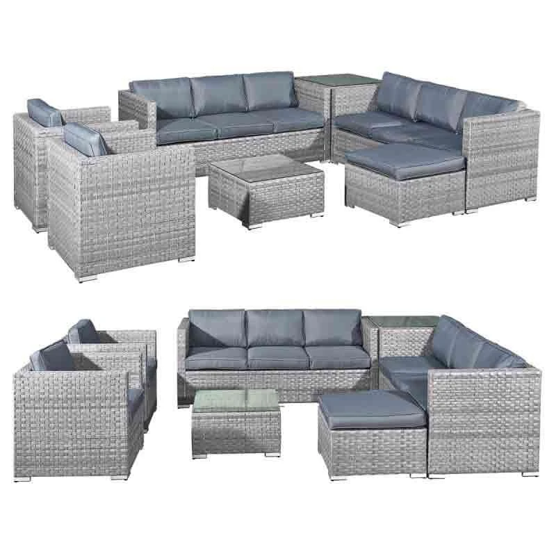 Oseasons® Malta XS Rattan 9 Seat U-Shape Sofa Set - Dove Grey - 106450 - Image 2