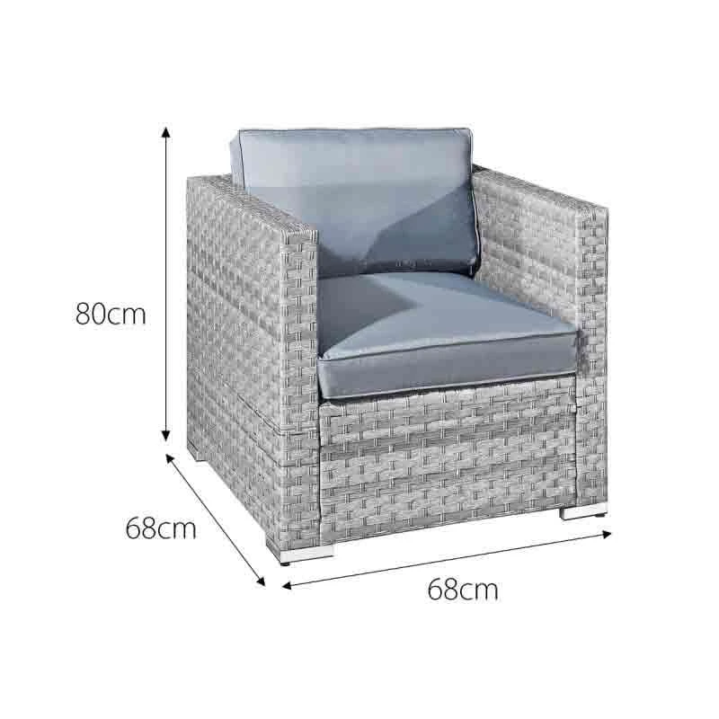 Oseasons® Malta XS Rattan 9 Seat U-Shape Sofa Set - Dove Grey - 106450 - Image 7