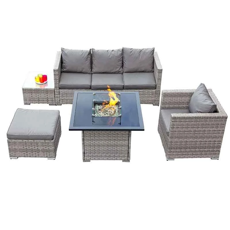 Oseasons® Acorn Rattan 5 Seat Firepit Lounge Set - Dove Grey - 106899 - Image 2