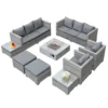 Oseasons® Acorn Deluxe Rattan 10 Seat Modular Sofa Set With GRC Firepit - Dove Grey - 106900